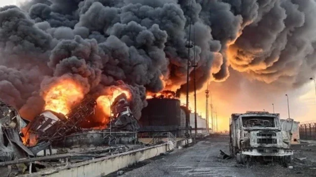 Пожежа на Сизранському НПЗ після атаки дронів 12 липня